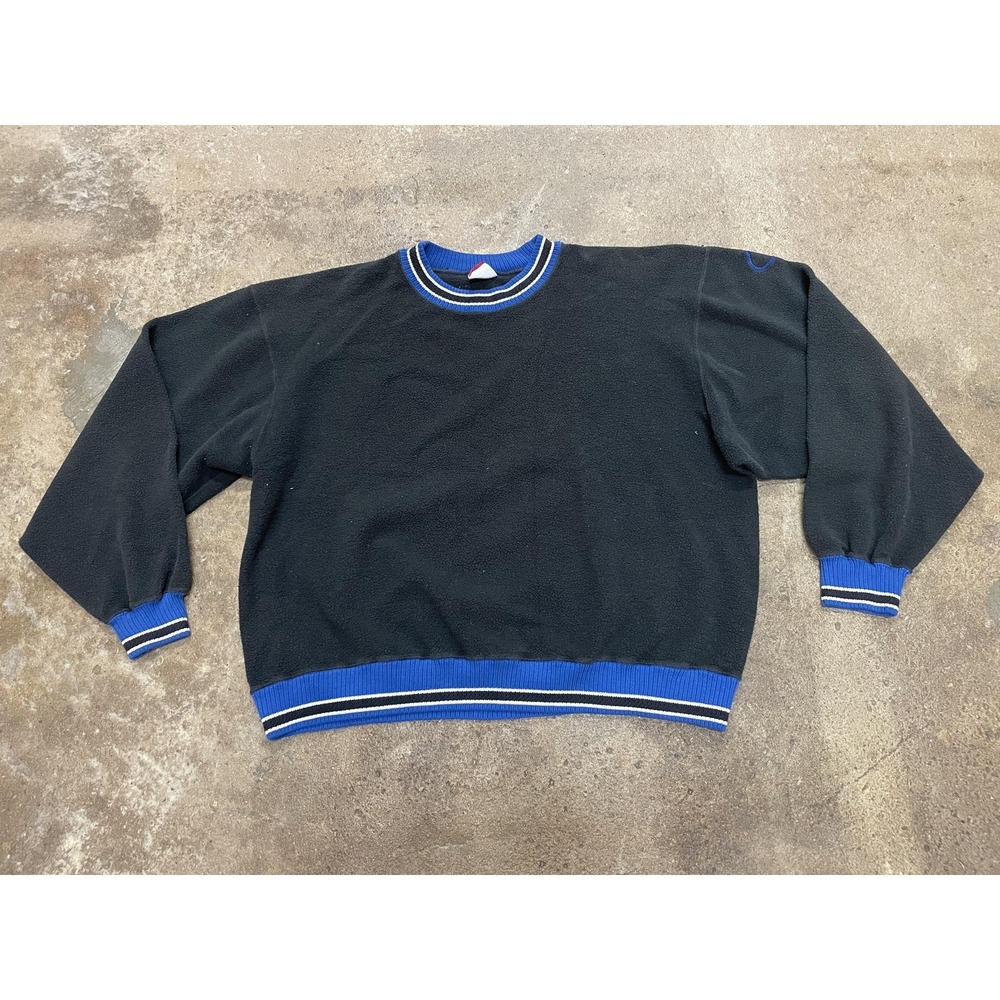 VTG‎ Champion Sweatshirt Mens 3XL Black Fleece Crew Neck Pullover Blue Trim Logo